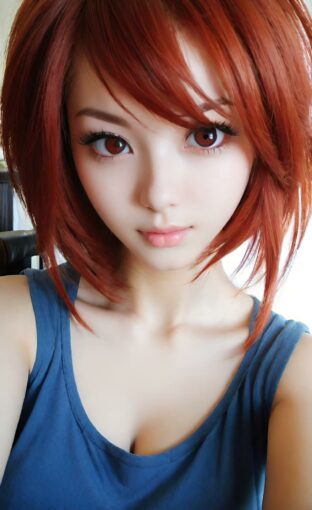 AI girl with red hair wallpaper