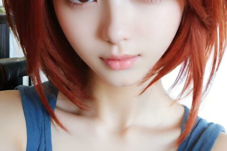 AI girl with red hair wallpaper