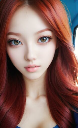 AI girl with red hair wallpaper