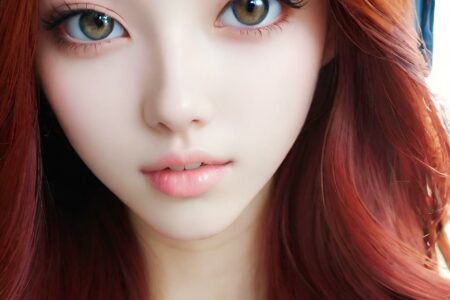 AI girl with red hair wallpaper