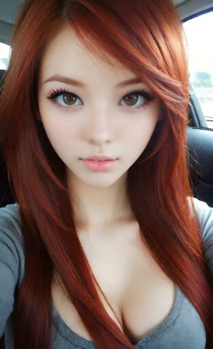 AI girl with red hair wallpaper