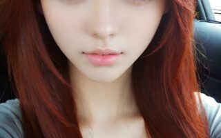 AI girl with red hair wallpaper