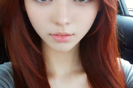 AI girl with red hair wallpaper