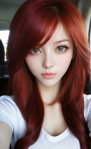 AI girl with red hair wallpaper