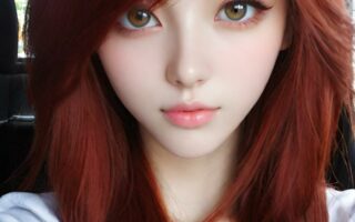 AI girl with red hair wallpaper
