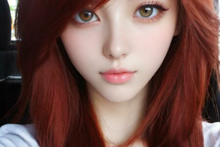 AI girl with red hair wallpaper