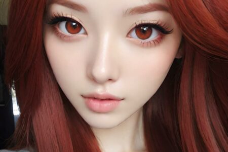 AI girl with red hair wallpaper