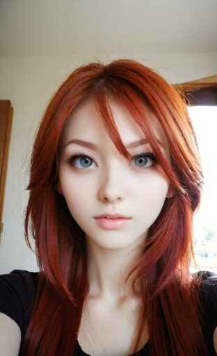AI girl with red hair wallpaper