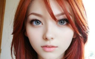 AI girl with red hair wallpaper