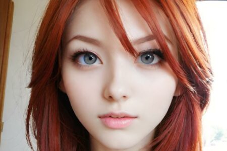 AI girl with red hair wallpaper