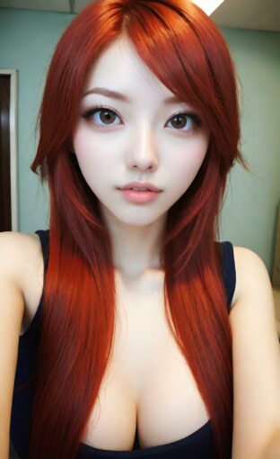 AI girl with red hair wallpaper