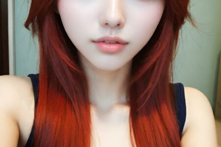 AI girl with red hair wallpaper