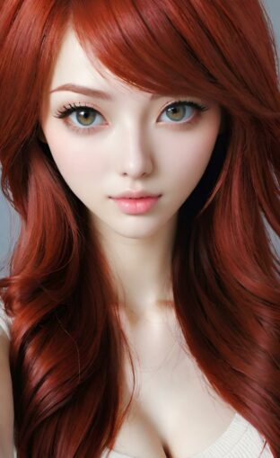AI girl with red hair wallpaper