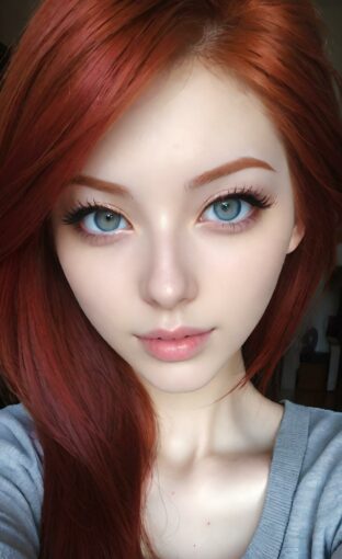 AI girl with red hair wallpaper
