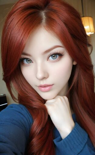 AI girl with red hair wallpaper