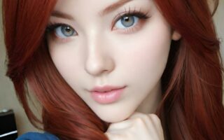 AI girl with red hair wallpaper