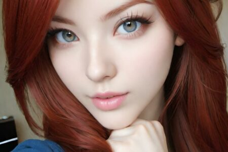 AI girl with red hair wallpaper