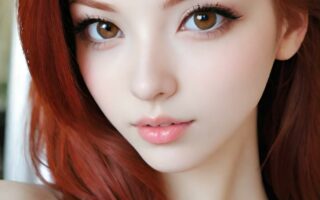 AI girl with red hair wallpaper