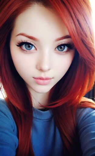 AI girl with red hair wallpaper