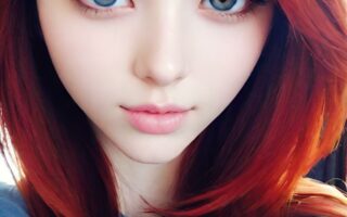 AI girl with red hair wallpaper