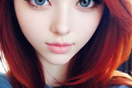 AI girl with red hair wallpaper