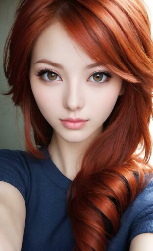 AI girl with red hair wallpaper