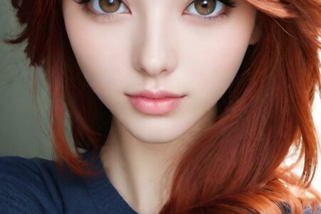 AI girl with red hair wallpaper