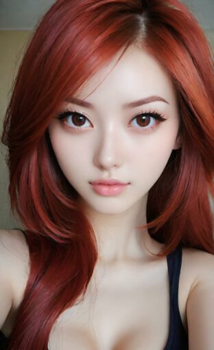 AI girl with red hair wallpaper