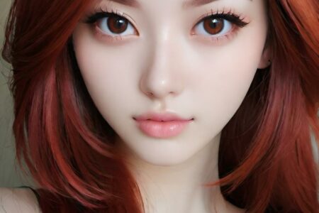AI girl with red hair wallpaper