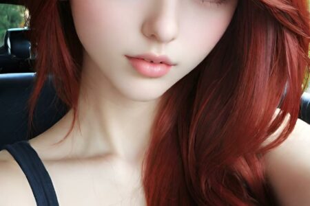 AI girl with red hair wallpaper