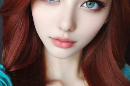 AI girl with red hair wallpaper