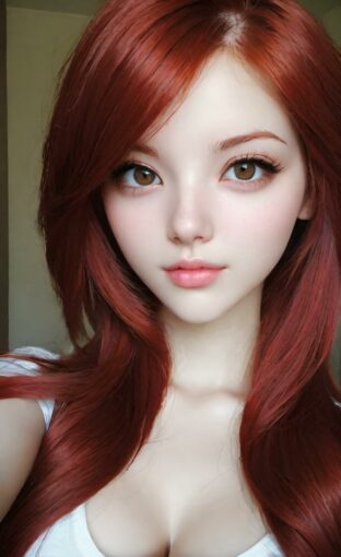 AI girl with red hair wallpaper