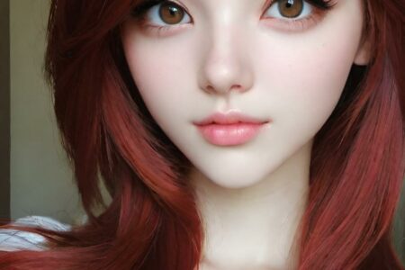 AI girl with red hair wallpaper