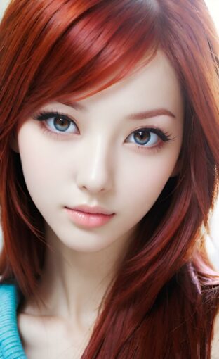 AI girl with red hair wallpaper