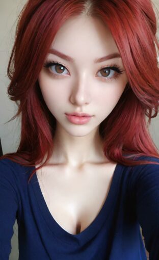 AI girl with red hair wallpaper