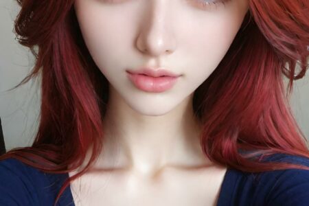 AI girl with red hair wallpaper