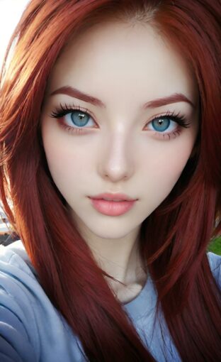 AI girl with red hair wallpaper