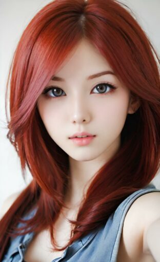 AI girl with red hair wallpaper
