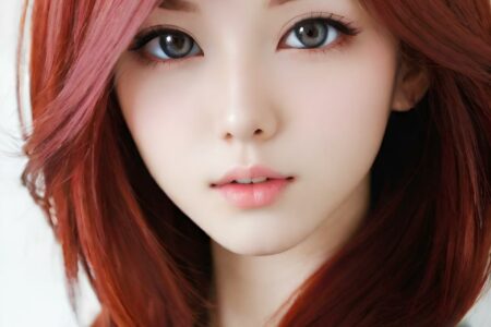 AI girl with red hair wallpaper