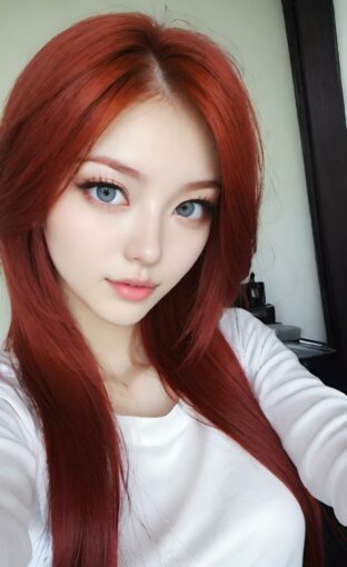 AI girl with red hair wallpaper