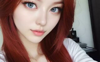 AI girl with red hair wallpaper