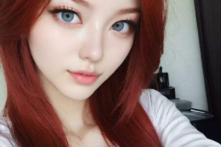 AI girl with red hair wallpaper