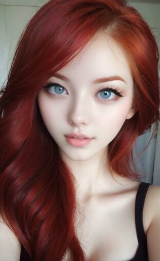 AI girl with red hair wallpaper