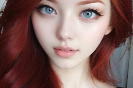 AI girl with red hair wallpaper