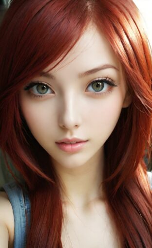 AI girl with red hair wallpaper
