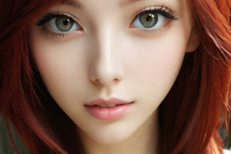 AI girl with red hair wallpaper