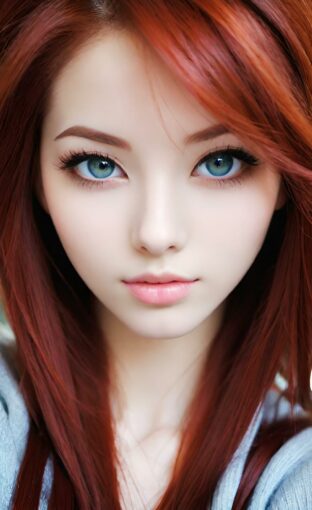 AI girl with red hair wallpaper