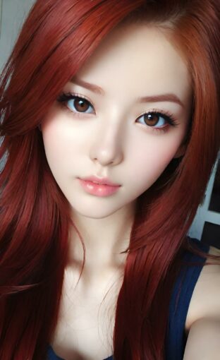 AI girl with red hair wallpaper