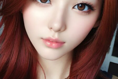 AI girl with red hair wallpaper
