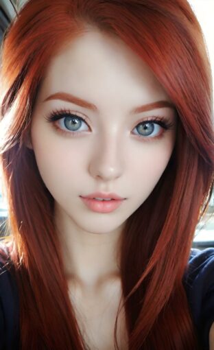 AI girl with red hair wallpaper